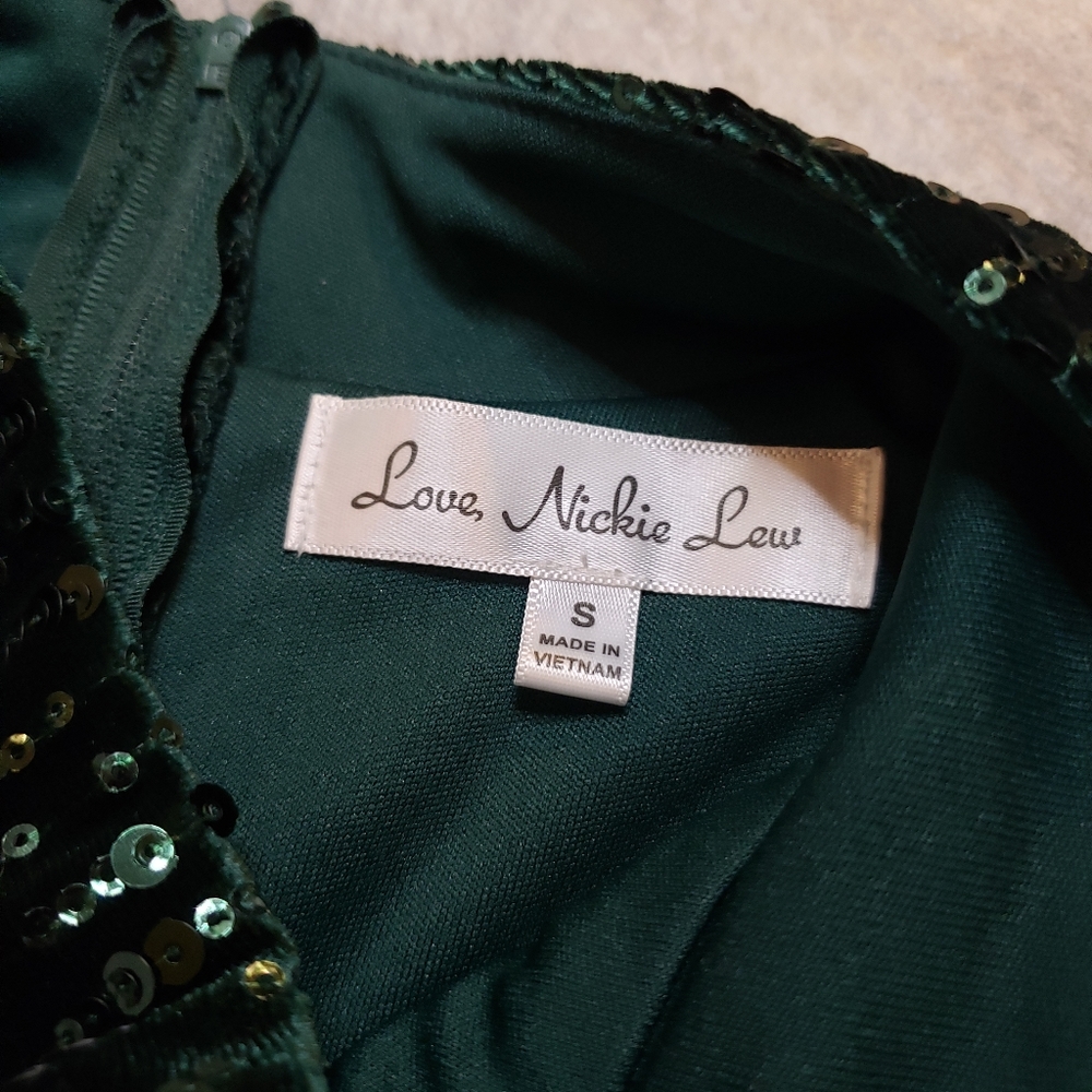 Green velvet sequin mini dress - Picture 5 of 9